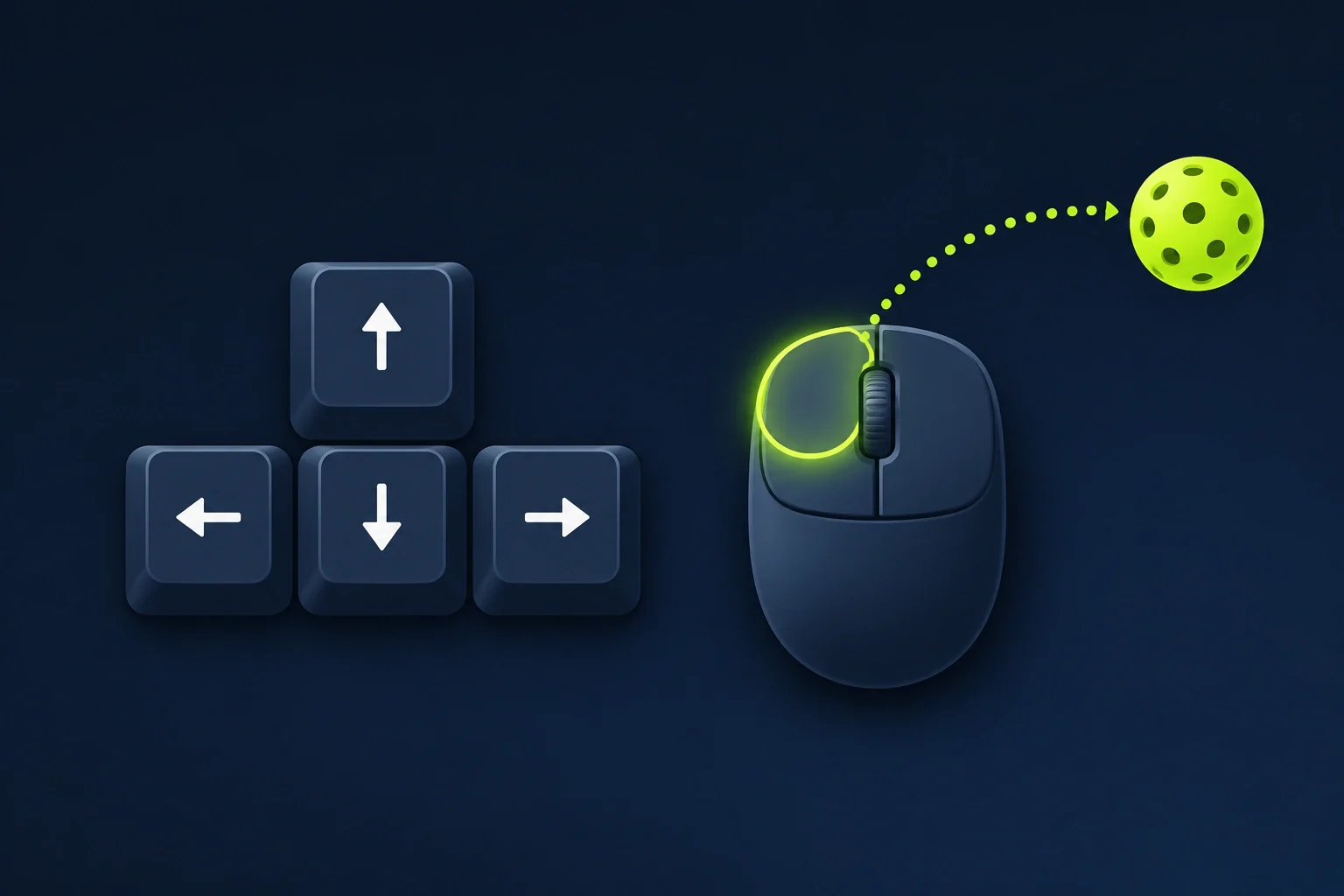 Four arrow keys to move and a mouse to aim and click, the controls in Pickleball Game